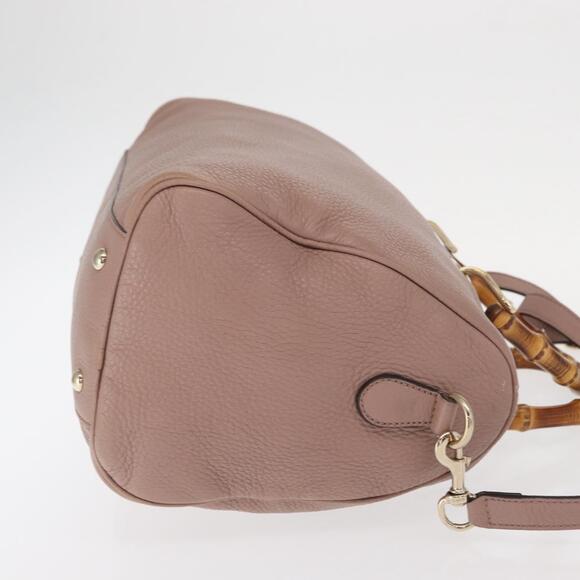 GUCCI Bamboo Hand Bag Leather 2way Pink Gold 353124 Auth ka1138 - Picture 3 of 16